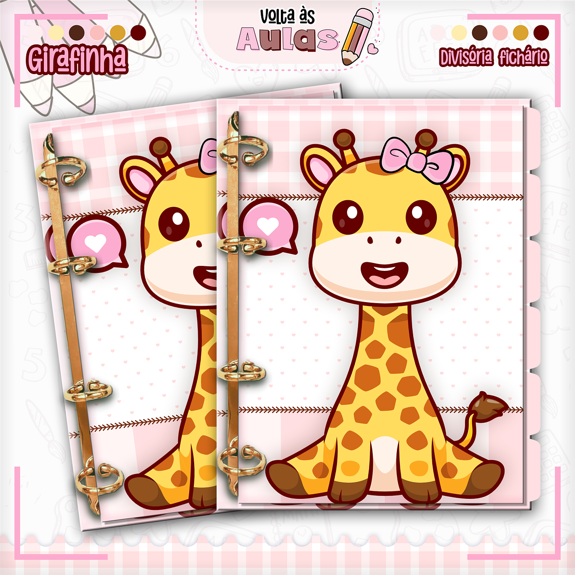 Arquivo Encadernação Kit Escolar - Girafinha 14