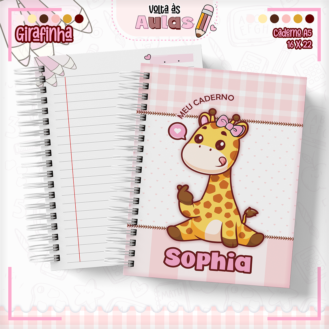Arquivo Encadernação Kit Escolar - Girafinha 15