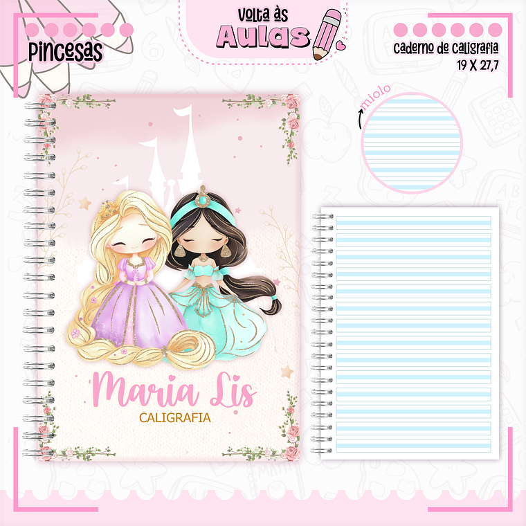 Arquivo Encadernação Kit Escolar - Princesas Disney  4
