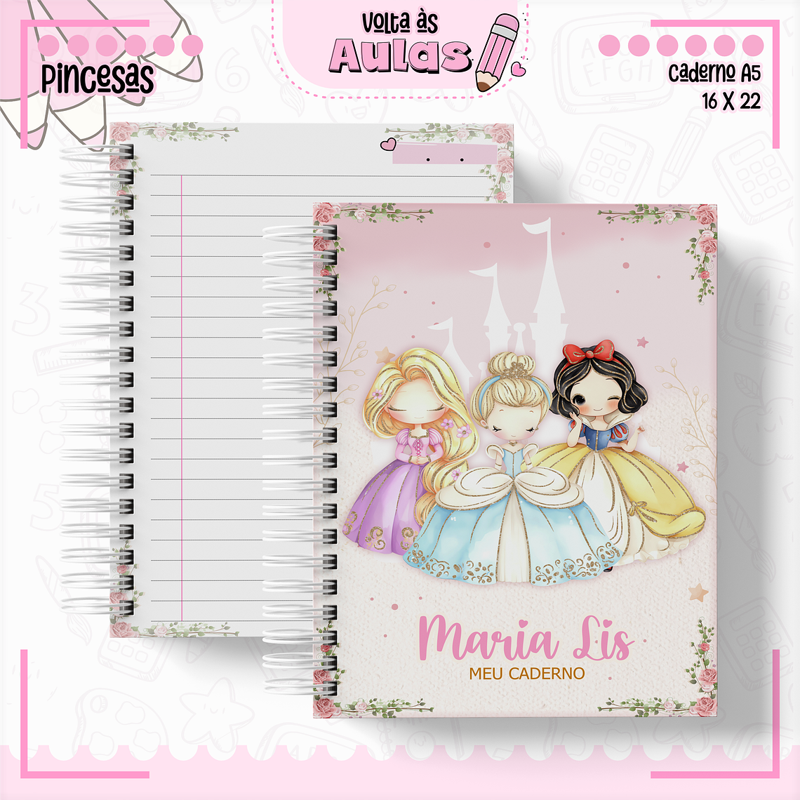 Arquivo Encadernação Kit Escolar - Princesas Disney  7
