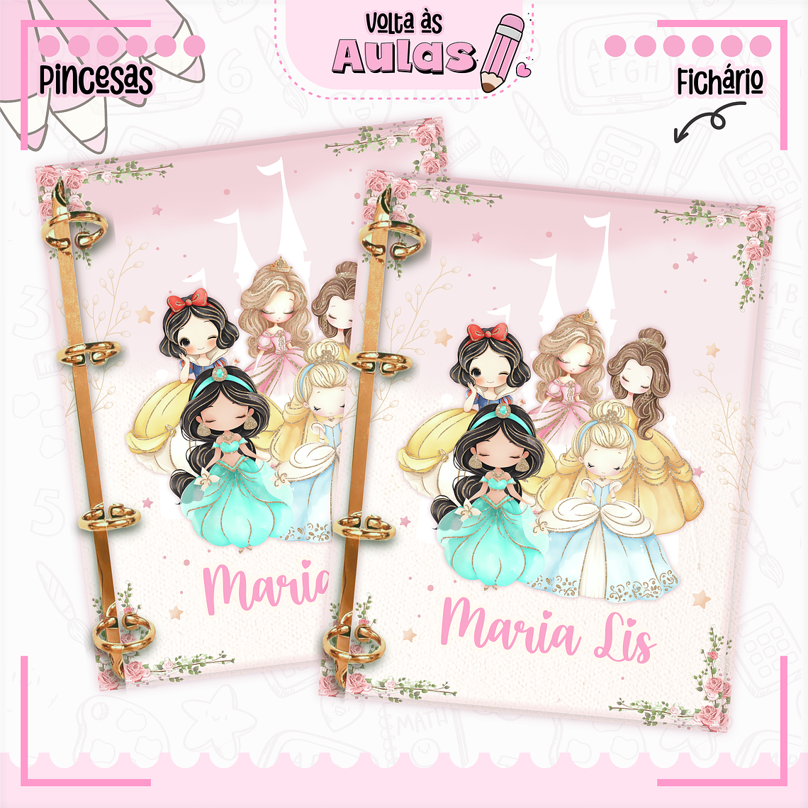 Arquivo Encadernação Kit Escolar - Princesas Disney  9