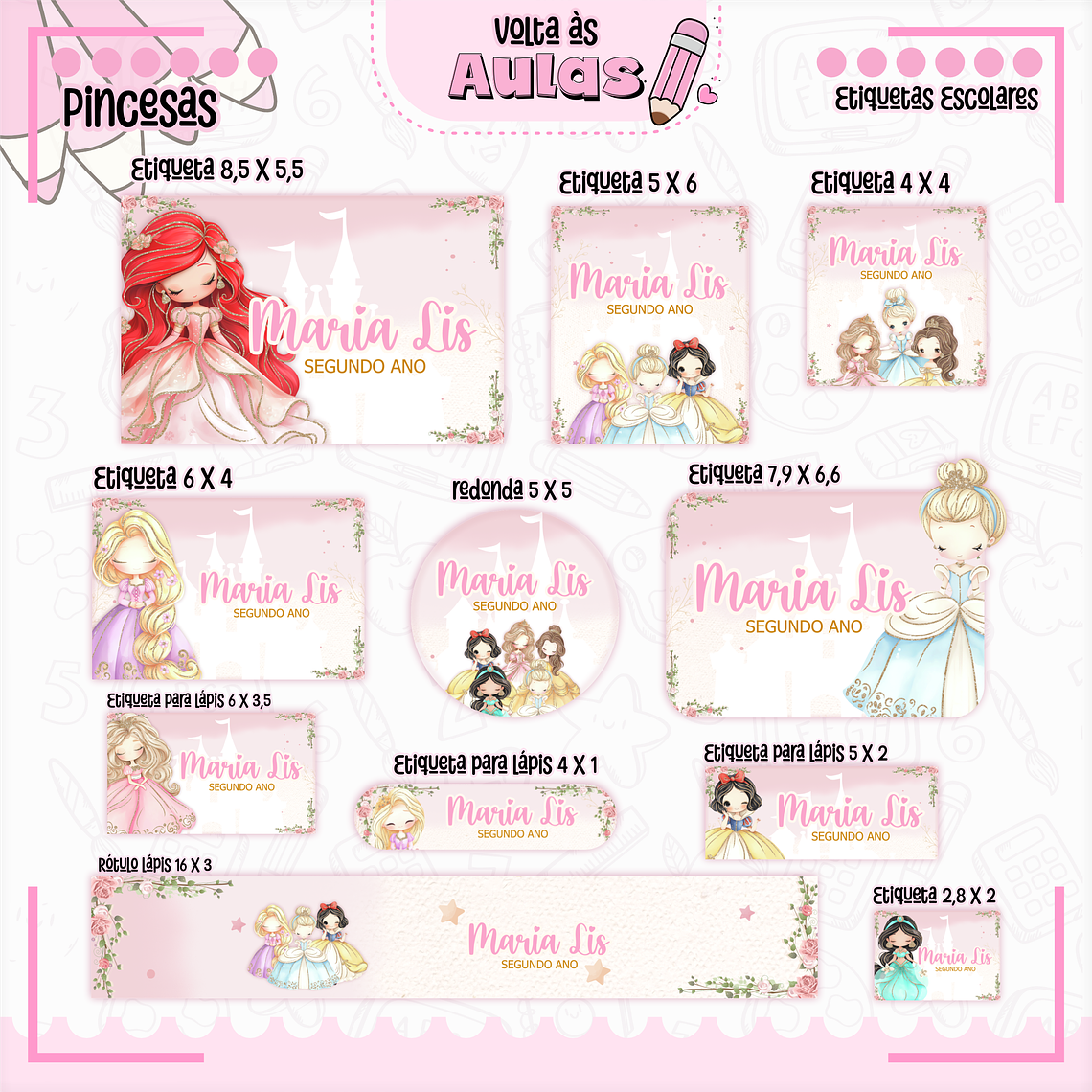 Arquivo Encadernação Kit Escolar - Princesas Disney  13