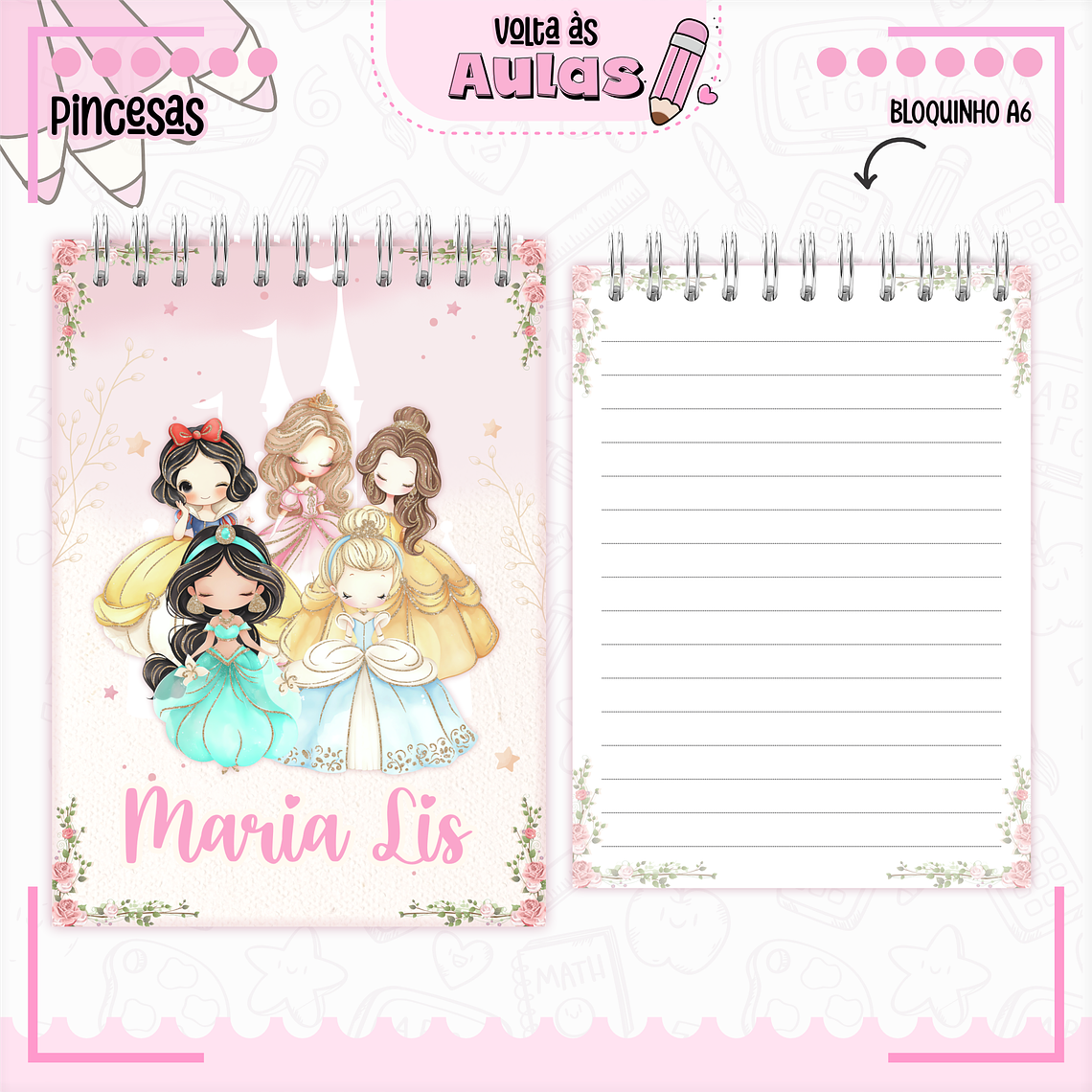 Arquivo Encadernação Kit Escolar - Princesas Disney  15