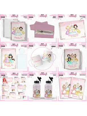 Arquivo Encadernação Kit Escolar - Princesas Disney 