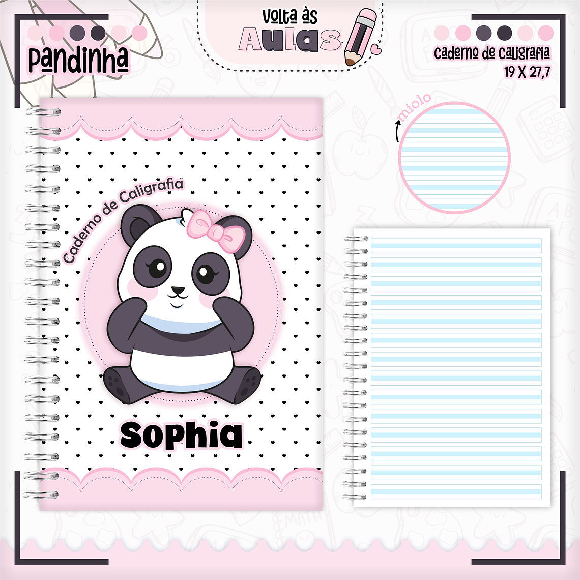 Arquivo Encadernação Kit Escolar - Pandinha 2