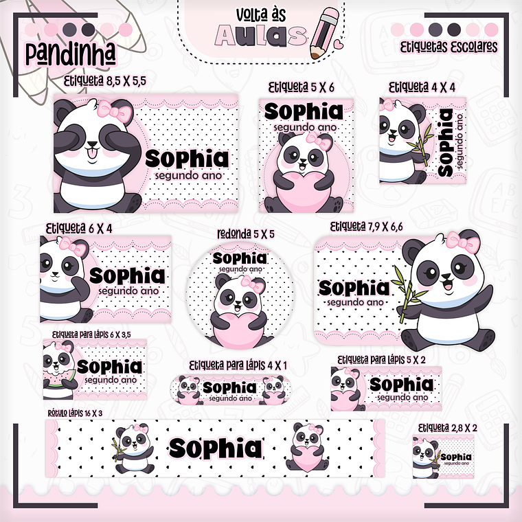 Arquivo Encadernação Kit Escolar - Pandinha 10