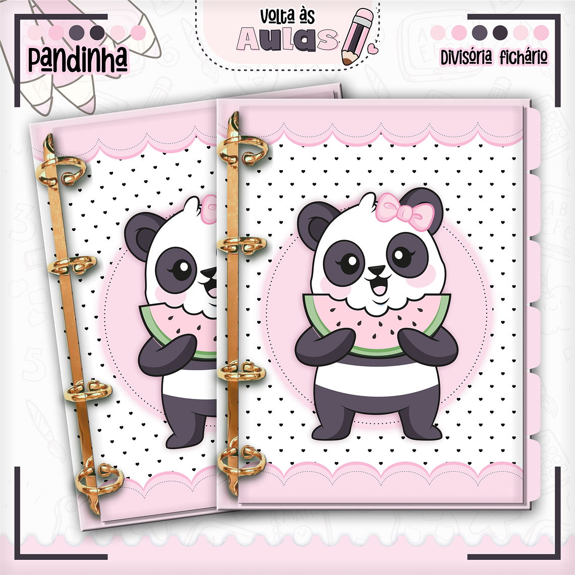 Arquivo Encadernação Kit Escolar - Pandinha 12