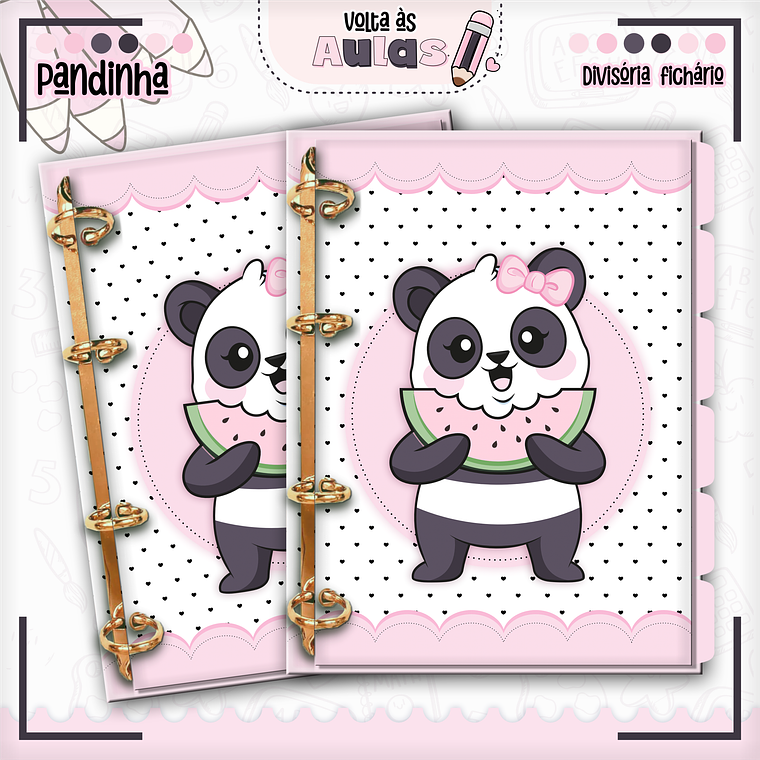 Arquivo Encadernação Kit Escolar - Pandinha 12