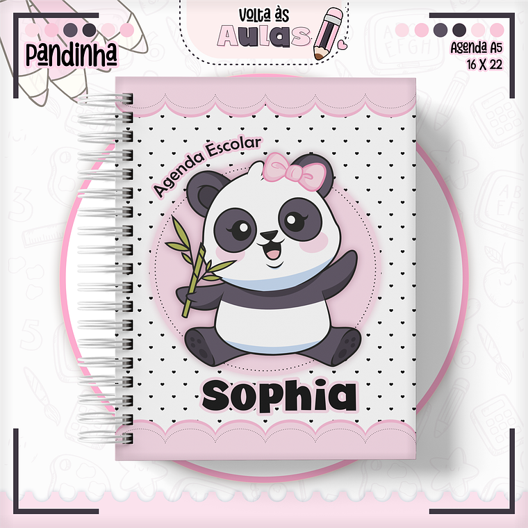 Arquivo Encadernação Kit Escolar - Pandinha 15