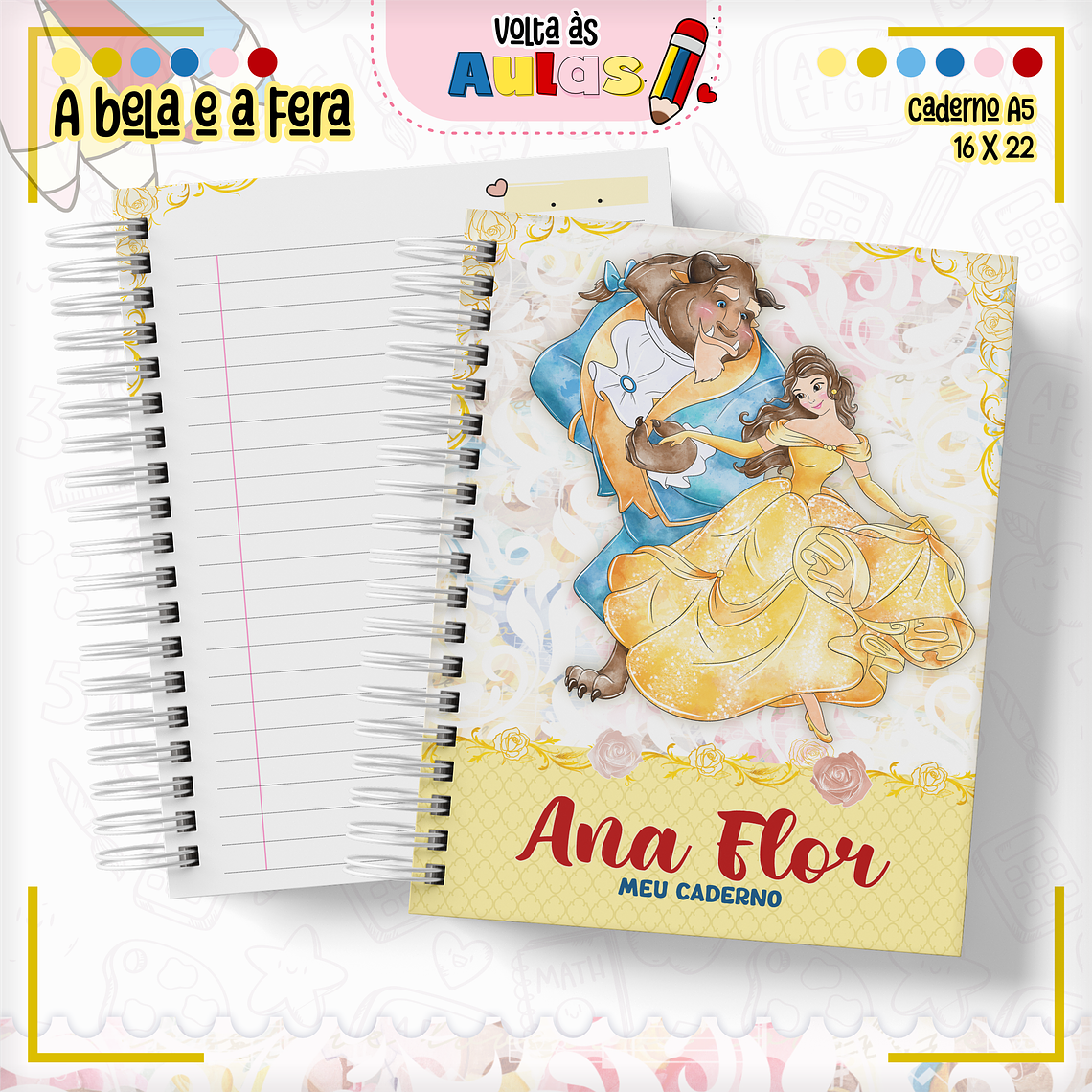 Arquivo Encadernação Kit Escolar - A Bela e a Fera 3