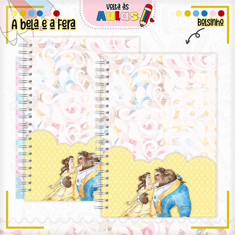Arquivo Encadernação Kit Escolar - A Bela e a Fera 4