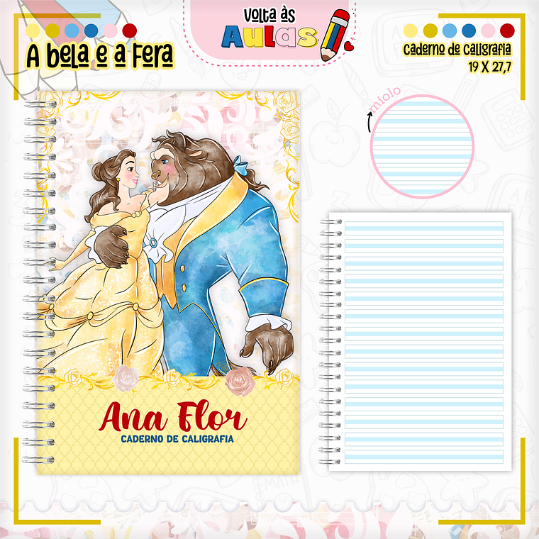 Arquivo Encadernação Kit Escolar - A Bela e a Fera 5