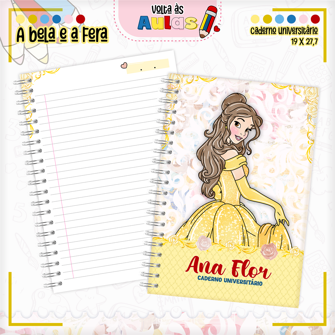 Arquivo Encadernação Kit Escolar - A Bela e a Fera 6