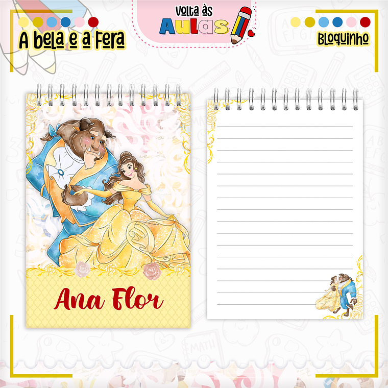 Arquivo Encadernação Kit Escolar - A Bela e a Fera 7