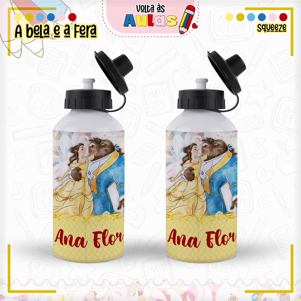 Arquivo Encadernação Kit Escolar - A Bela e a Fera 8