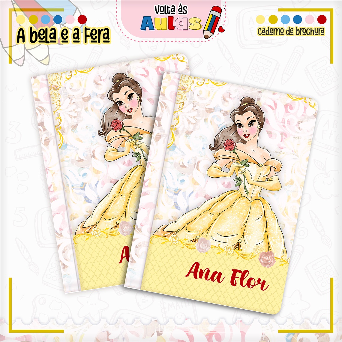 Arquivo Encadernação Kit Escolar - A Bela e a Fera 9