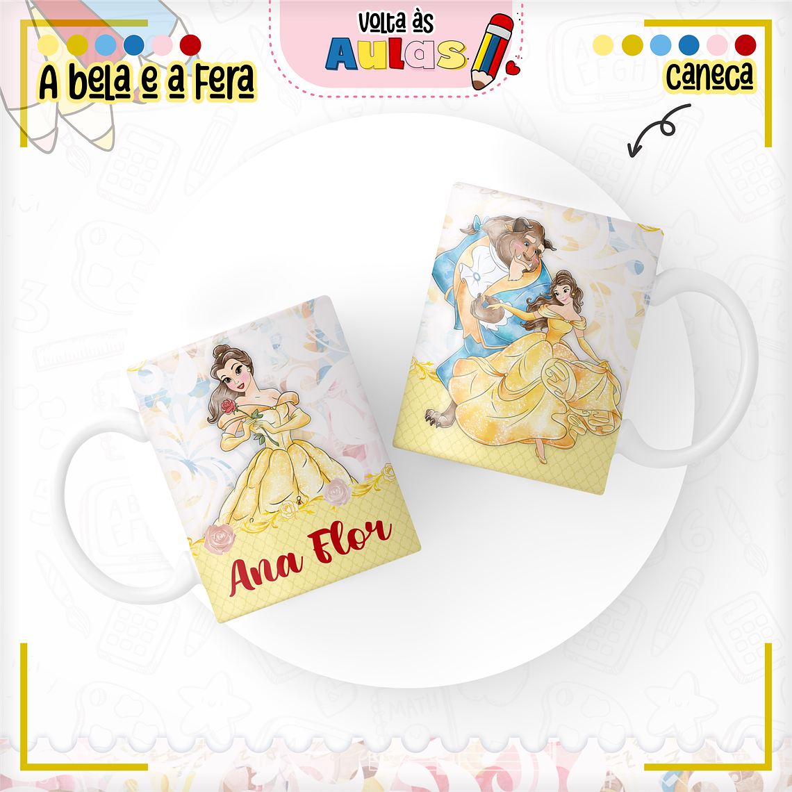 Arquivo Encadernação Kit Escolar - A Bela e a Fera 10