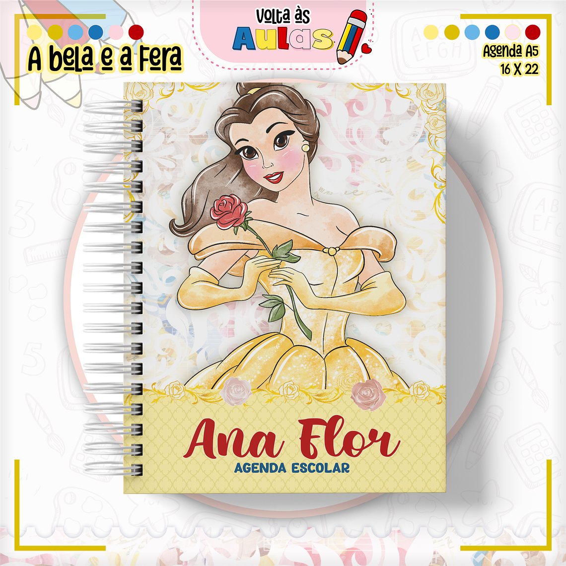 Arquivo Encadernação Kit Escolar - A Bela e a Fera 12