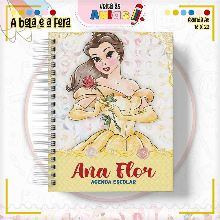 Arquivo Encadernação Kit Escolar - A Bela e a Fera 12