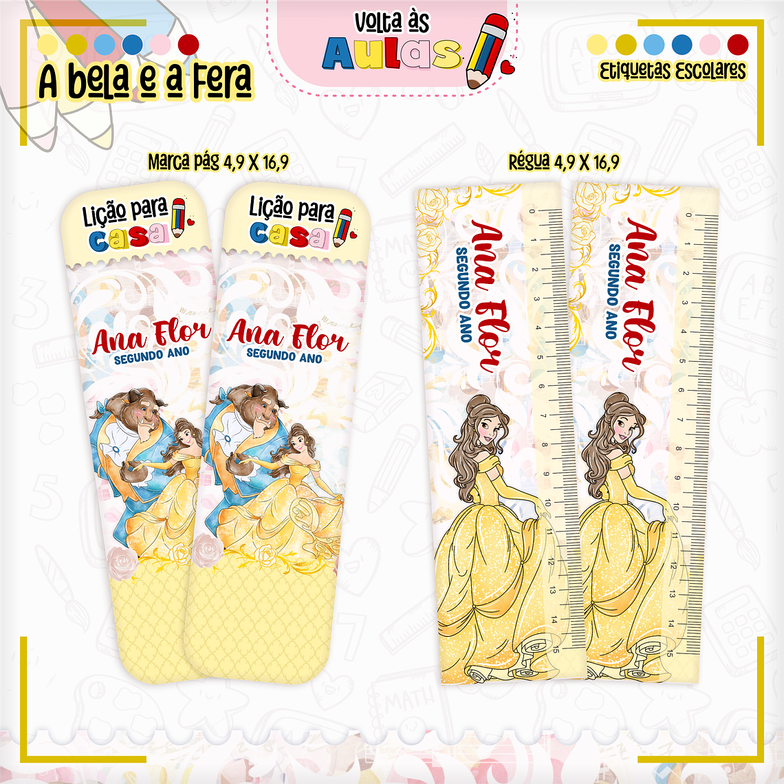 Arquivo Encadernação Kit Escolar - A Bela e a Fera 13