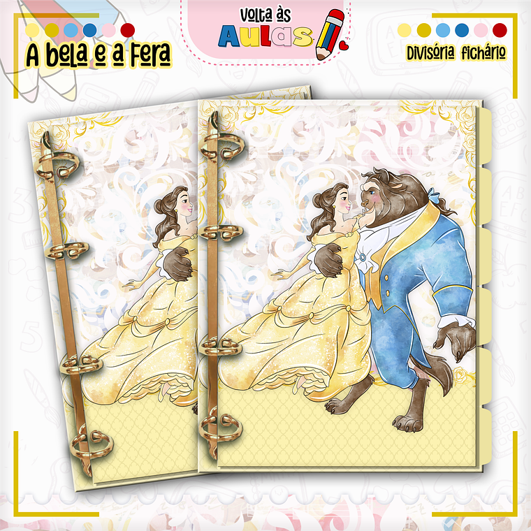 Arquivo Encadernação Kit Escolar - A Bela e a Fera 14