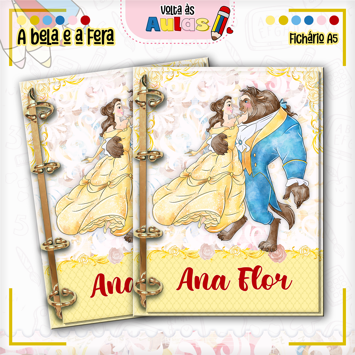 Arquivo Encadernação Kit Escolar - A Bela e a Fera 15