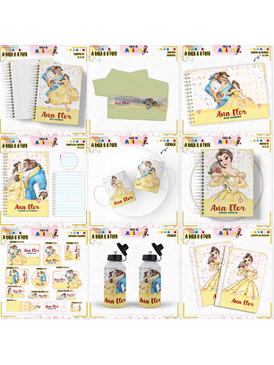 Arquivo Encadernação Kit Escolar - A Bela e a Fera