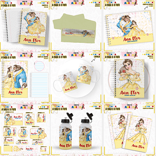 Arquivo Encadernação Kit Escolar - A Bela e a Fera