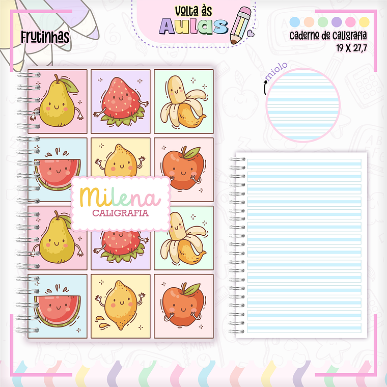 Arquivo Encadernação Kit Escolar - Frutinhas 2