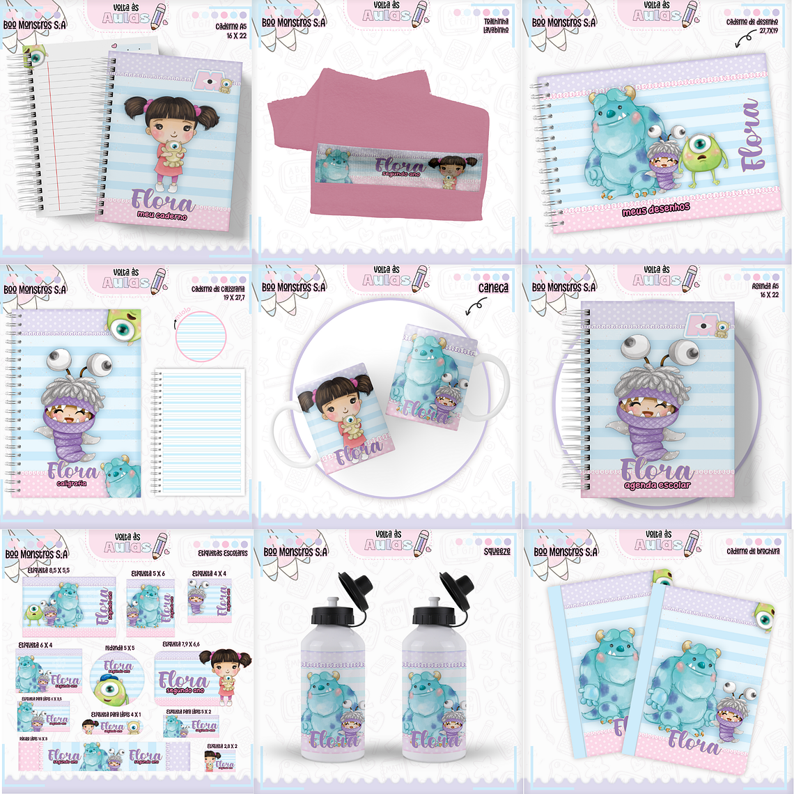 Arquivo Encadernação Kit Escolar - Monstros S.A 1