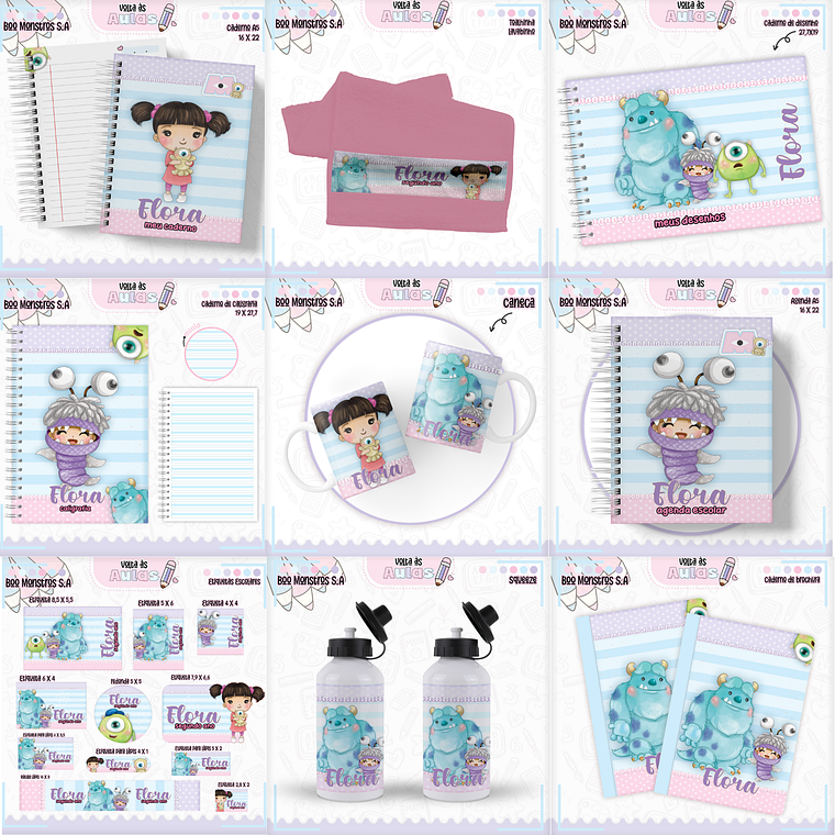 Arquivo Encadernação Kit Escolar - Monstros S.A 1