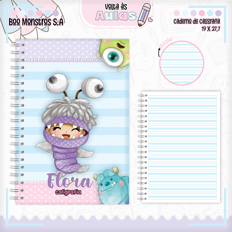 Arquivo Encadernação Kit Escolar - Monstros S.A 2
