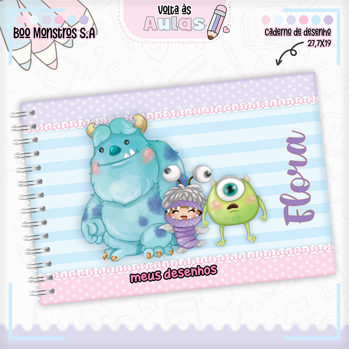 Arquivo Encadernação Kit Escolar - Monstros S.A 3