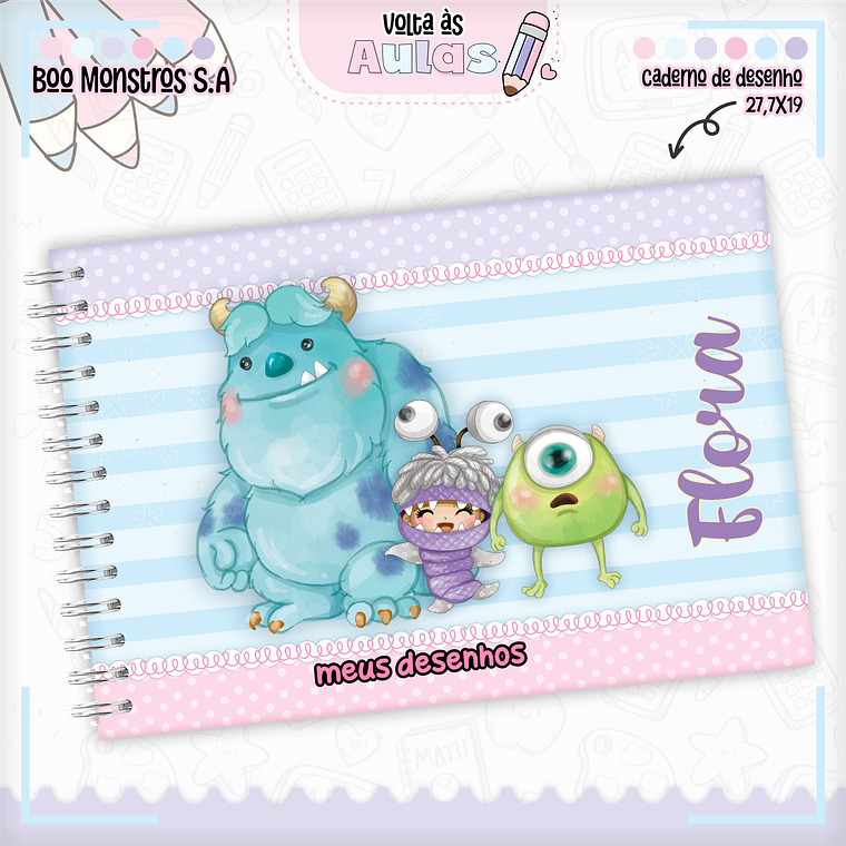 Arquivo Encadernação Kit Escolar - Monstros S.A 3