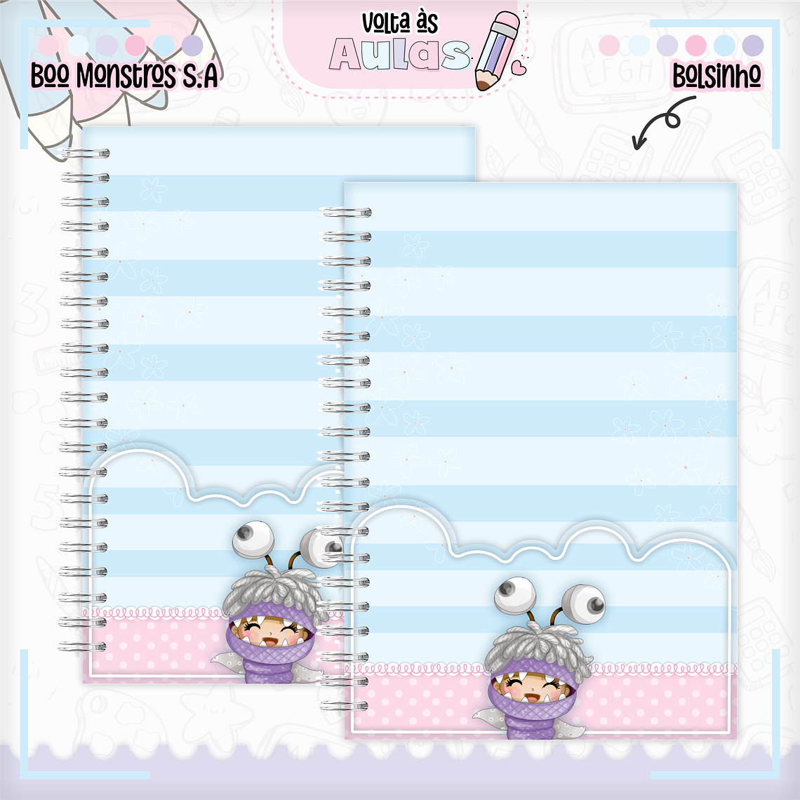 Arquivo Encadernação Kit Escolar - Monstros S.A 5