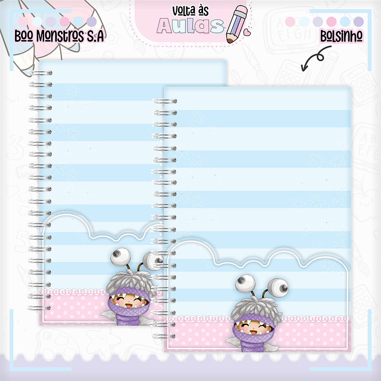 Arquivo Encadernação Kit Escolar - Monstros S.A 5