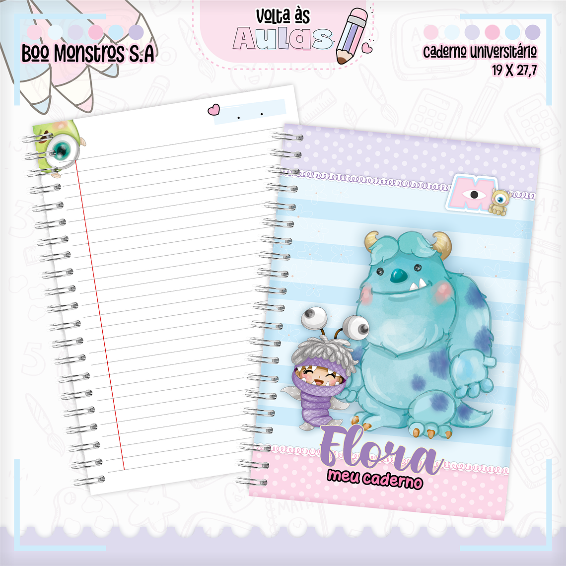 Arquivo Encadernação Kit Escolar - Monstros S.A 7