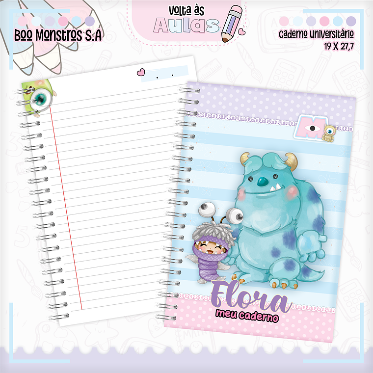 Arquivo Encadernação Kit Escolar - Monstros S.A 7