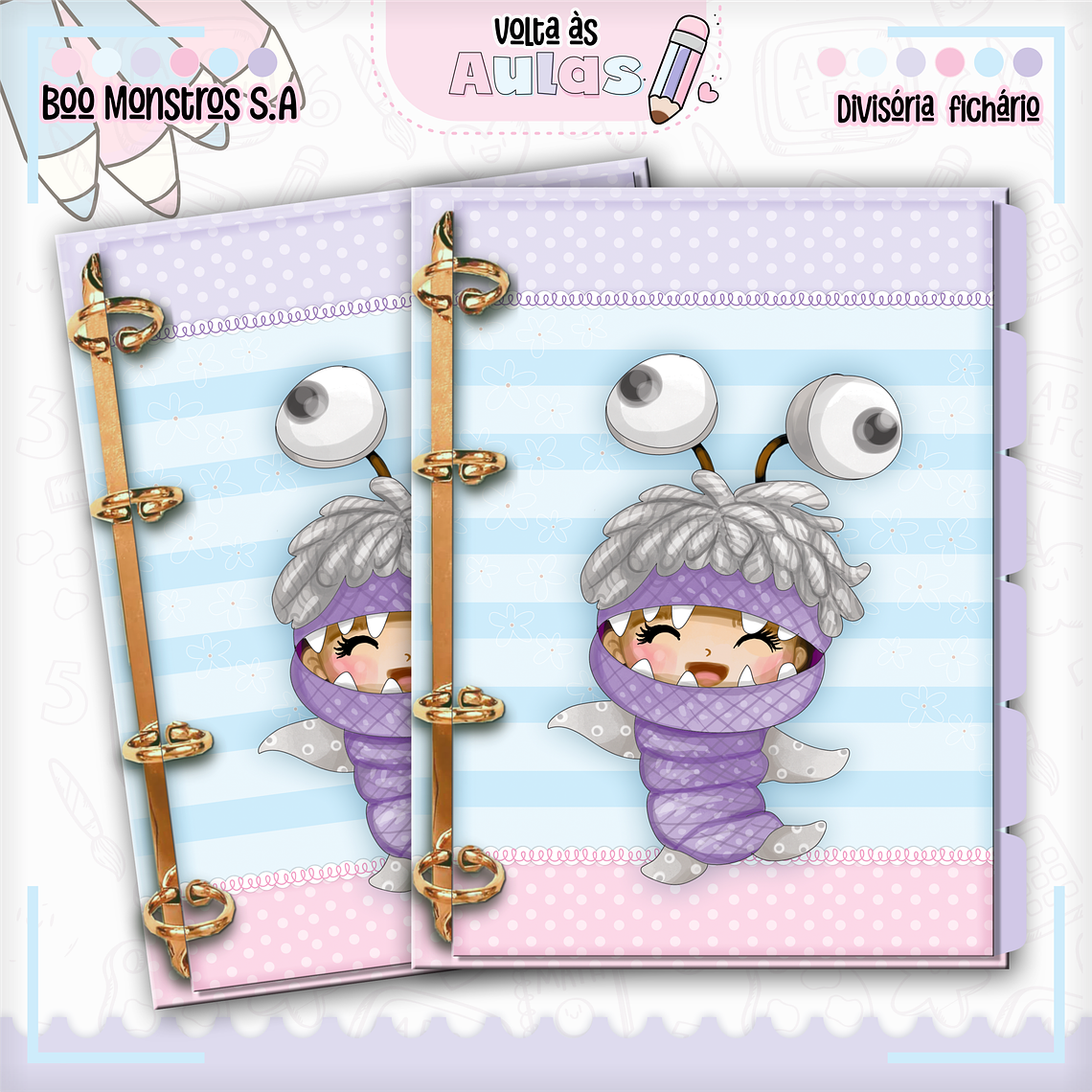 Arquivo Encadernação Kit Escolar - Monstros S.A 8