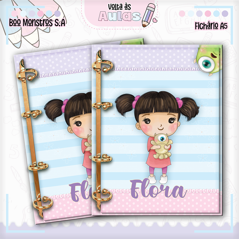 Arquivo Encadernação Kit Escolar - Monstros S.A 12