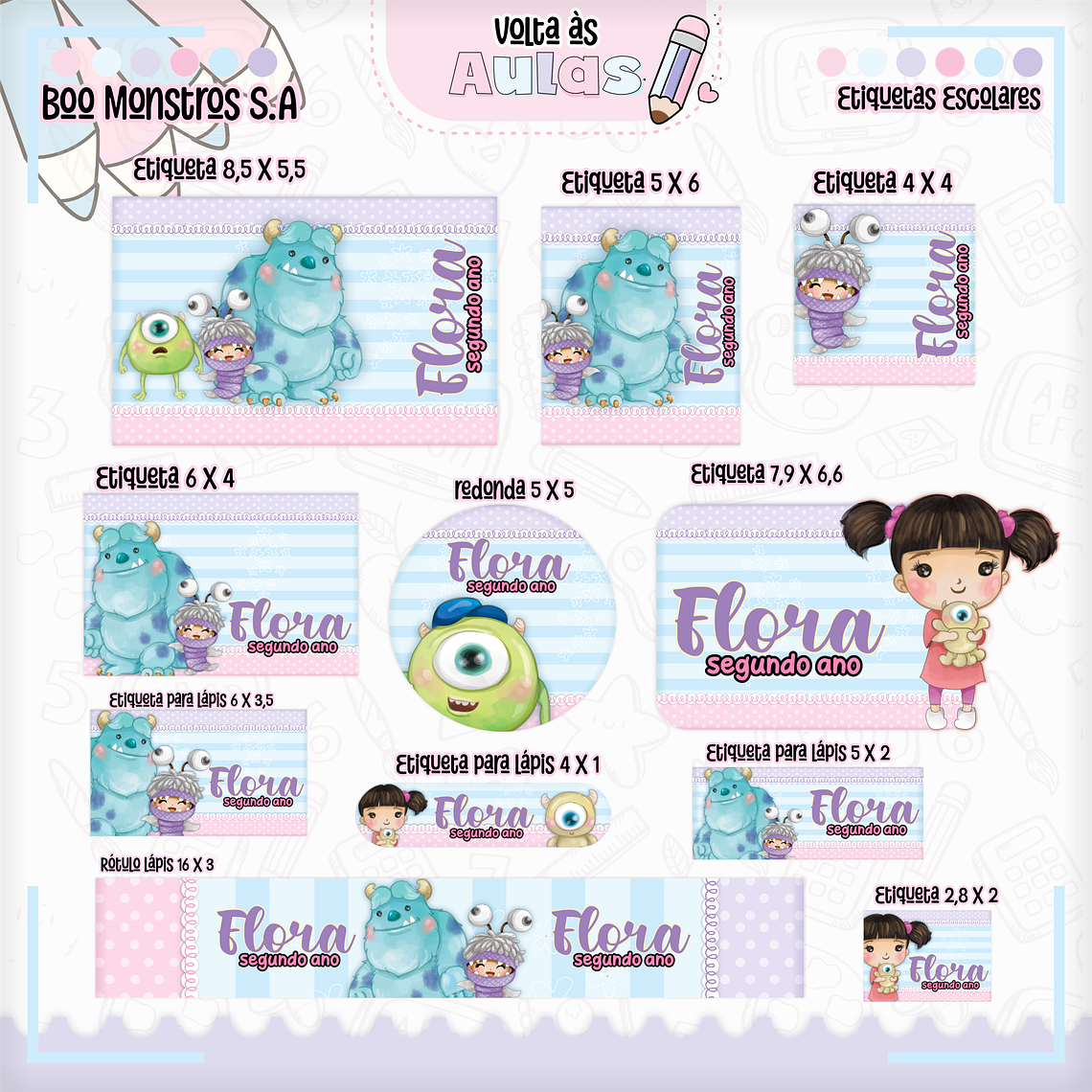 Arquivo Encadernação Kit Escolar - Monstros S.A 15