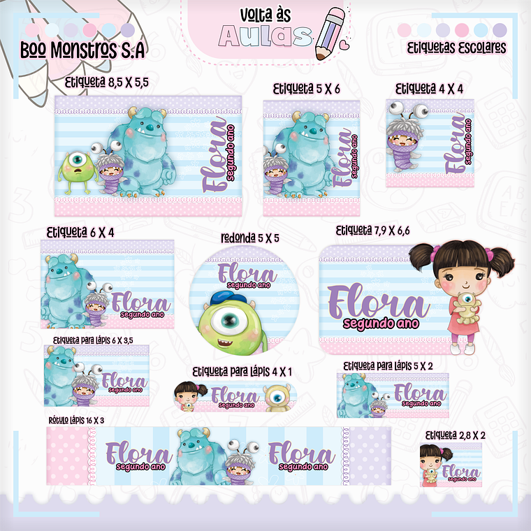 Arquivo Encadernação Kit Escolar - Monstros S.A 15