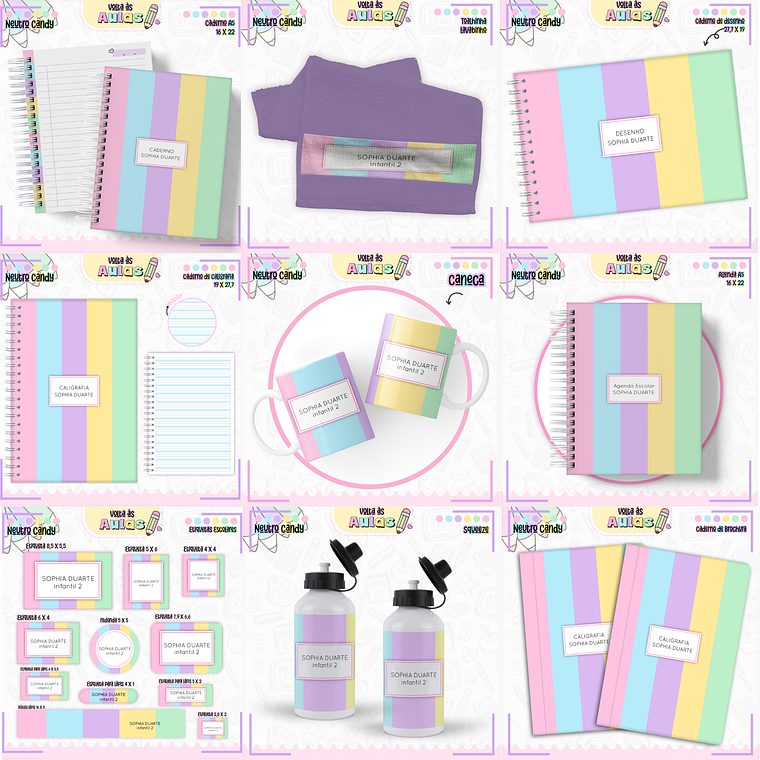 Arquivo Encadernação Kit Escolar - Neutro Candy  1