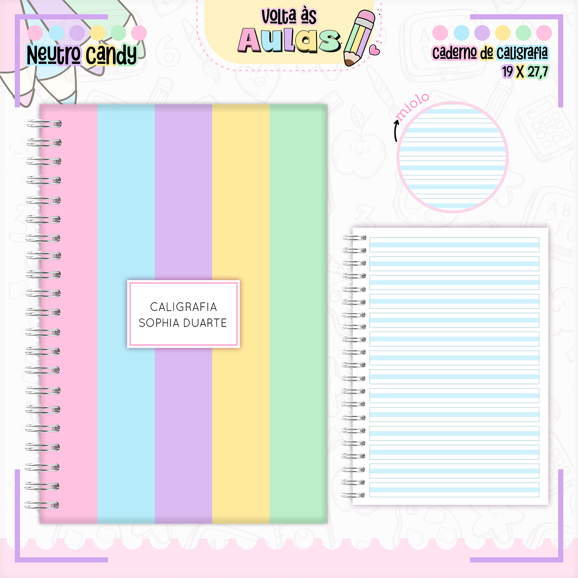 Arquivo Encadernação Kit Escolar - Neutro Candy  2