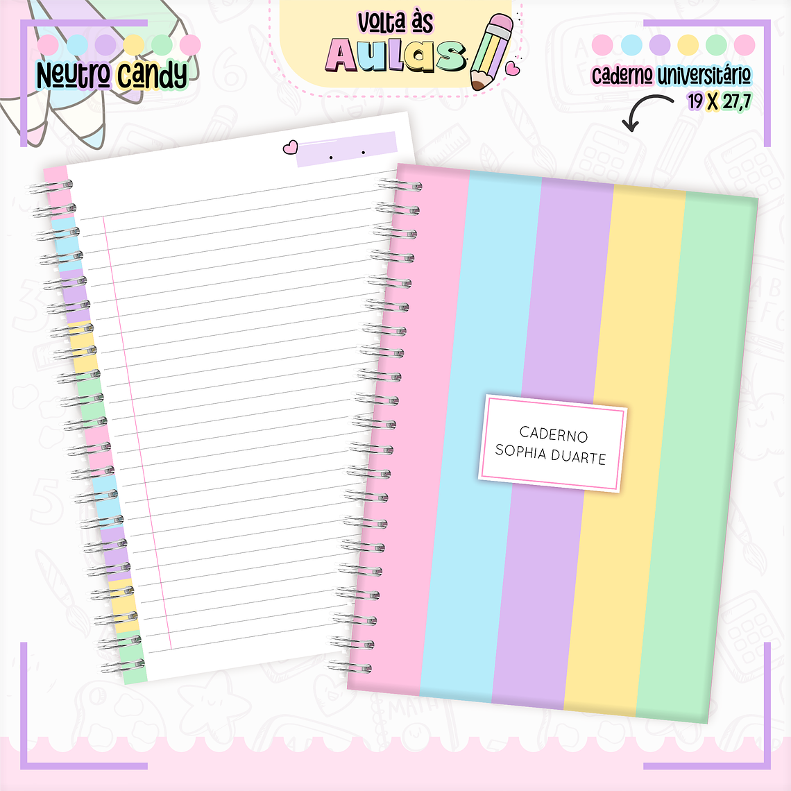 Arquivo Encadernação Kit Escolar - Neutro Candy  4