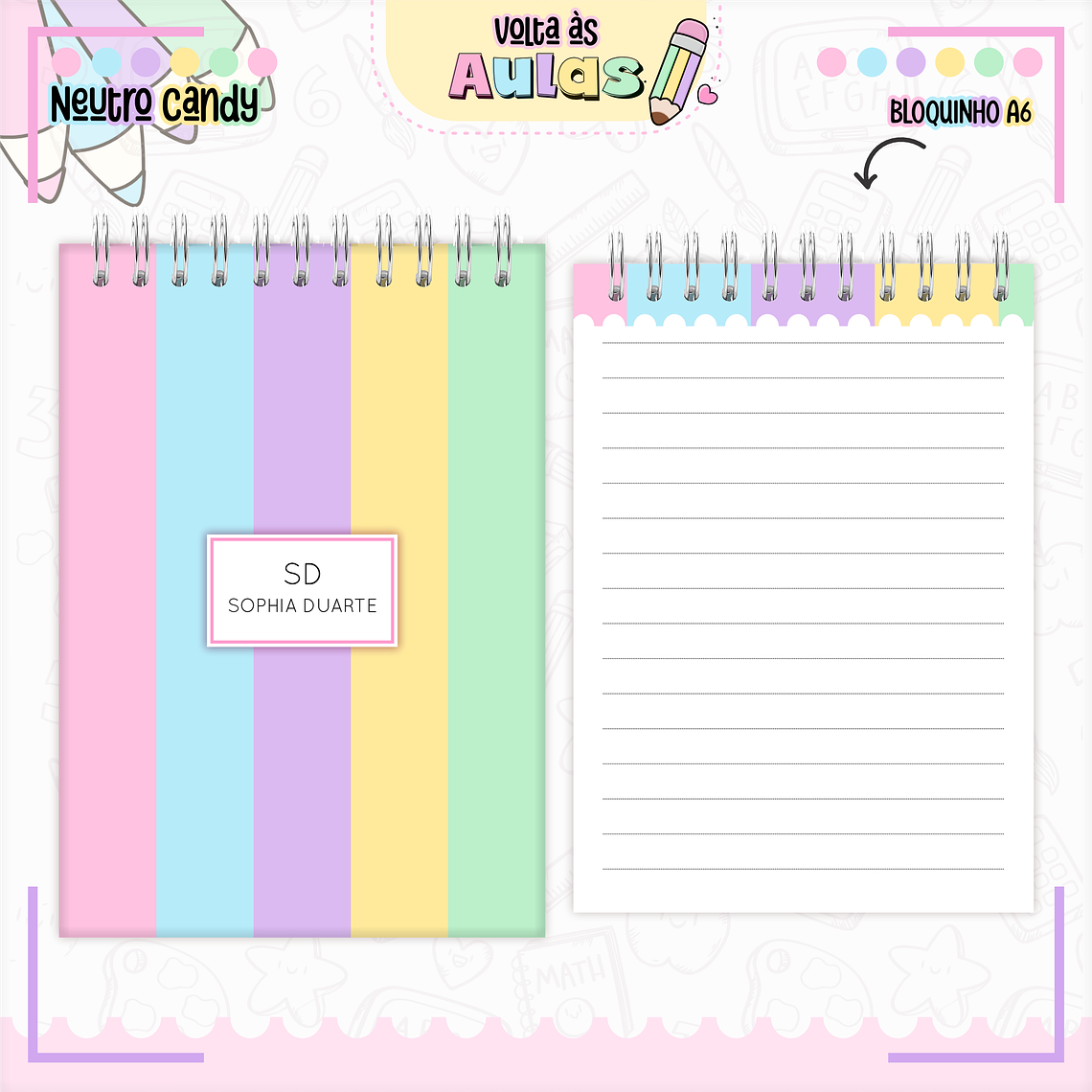 Arquivo Encadernação Kit Escolar - Neutro Candy  6