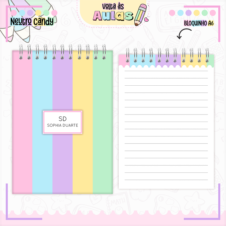Arquivo Encadernação Kit Escolar - Neutro Candy  6