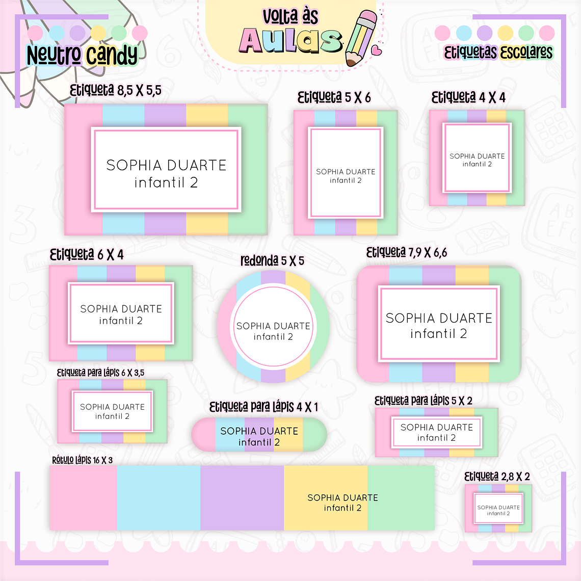 Arquivo Encadernação Kit Escolar - Neutro Candy  8