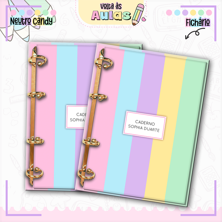 Arquivo Encadernação Kit Escolar - Neutro Candy  12