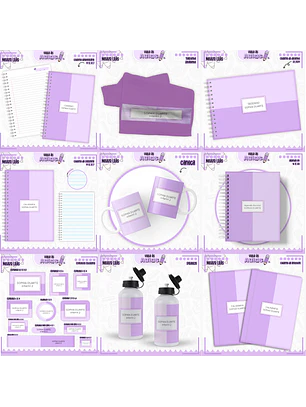 Arquivo Encadernação Kit Escolar - Lilás
